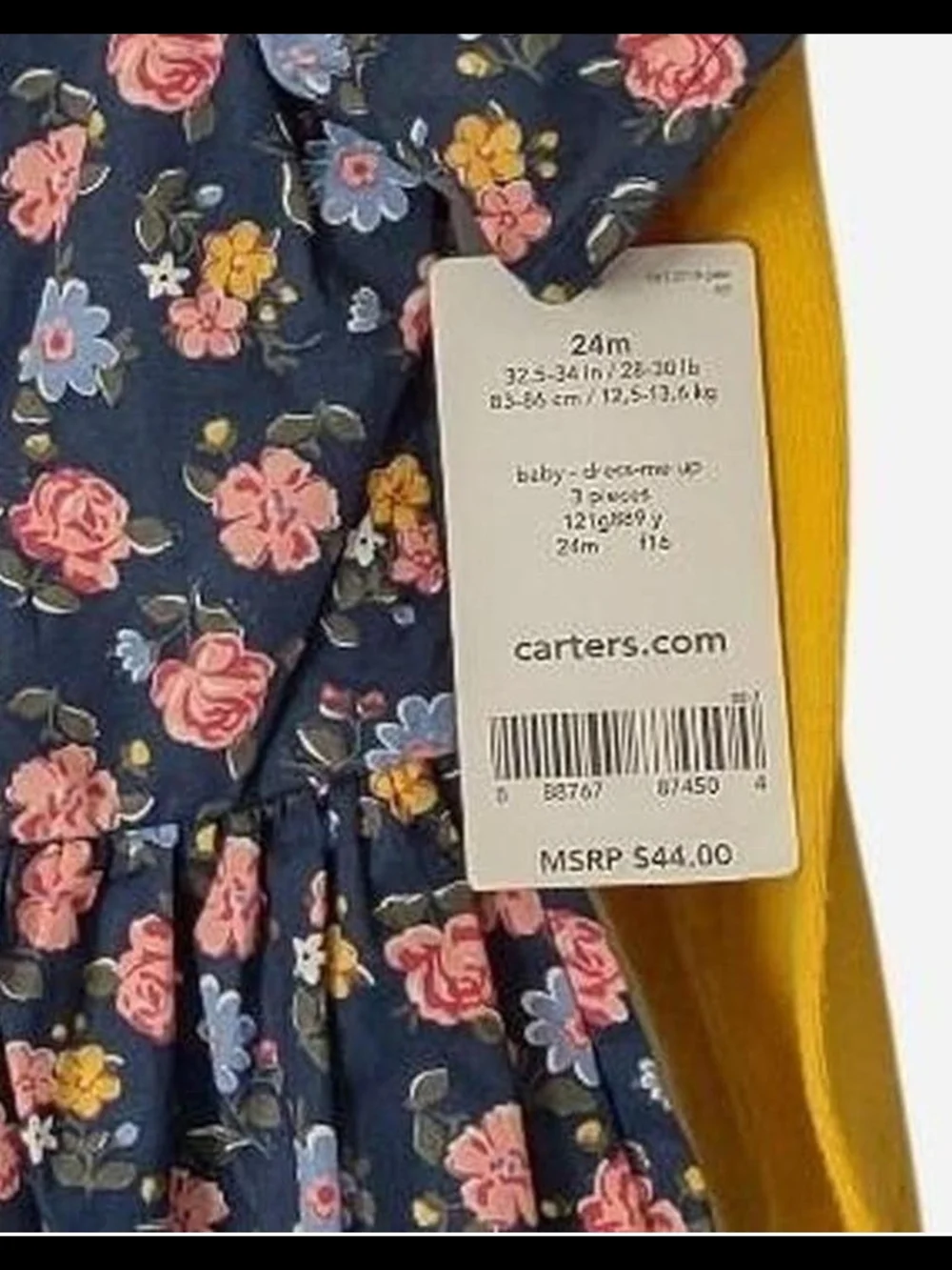 Carter's NWT Girls' Floral Dress W Bright Yellow Cardigan H305H